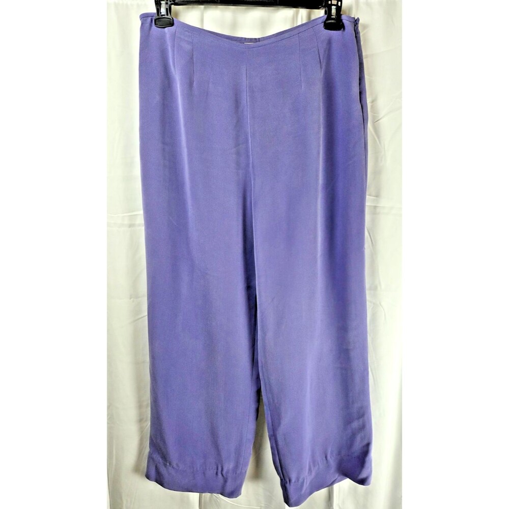 Lord & Taylor Petites 100% Silk Pants Women’s Size 14P Purple Wide Leg Dressy - Picture 2 of 9